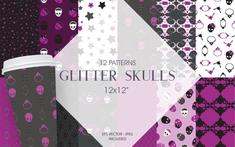 Glitter Skulls - Vector Image Vector Graphic