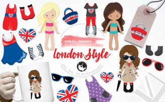 London style illustration pack - Vector Image