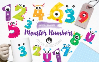 Monster numbers illustration pack - Vector Image