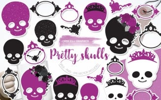 Pretty Skulls - Vector Image