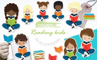 Reading Kids - Vector Image