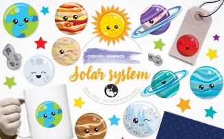 Solar system illustration pack - Vector Image