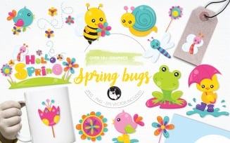 Spring bugs illustration pack - Vector Image