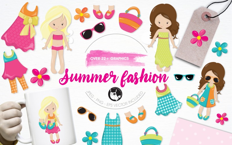 Summer fashion illustration pack - Vector Image Vector Graphic