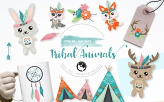 Tribal animals graphic illustration - Vector Image