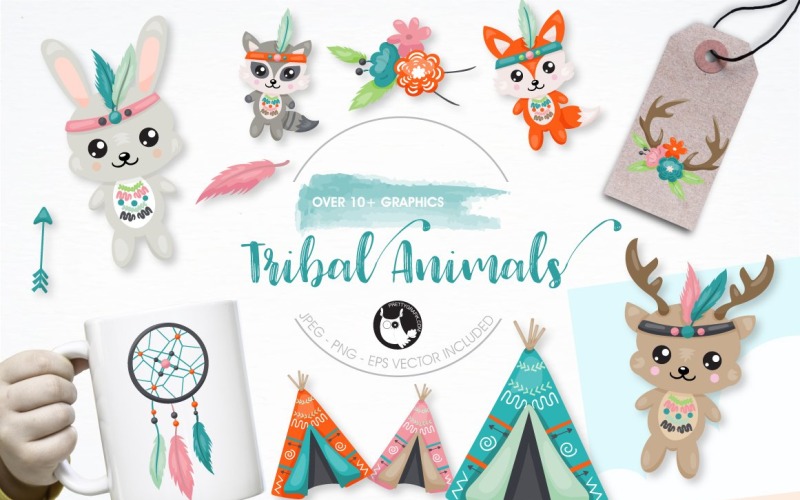 Tribal animals graphic illustration - Vector Image Vector Graphic