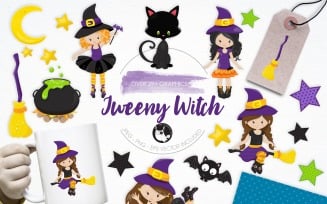 Tweeny Witch illustration pack - Vector Image