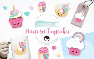 Unicorn cup cakes graphics - Vector Image