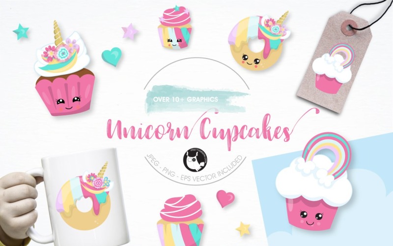 Unicorn cup cakes graphics - Vector Image Vector Graphic