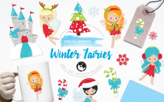 Winter fairies illustration pack - Vector Image