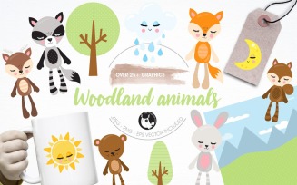 Woodland animals illustration pack - Vector Image