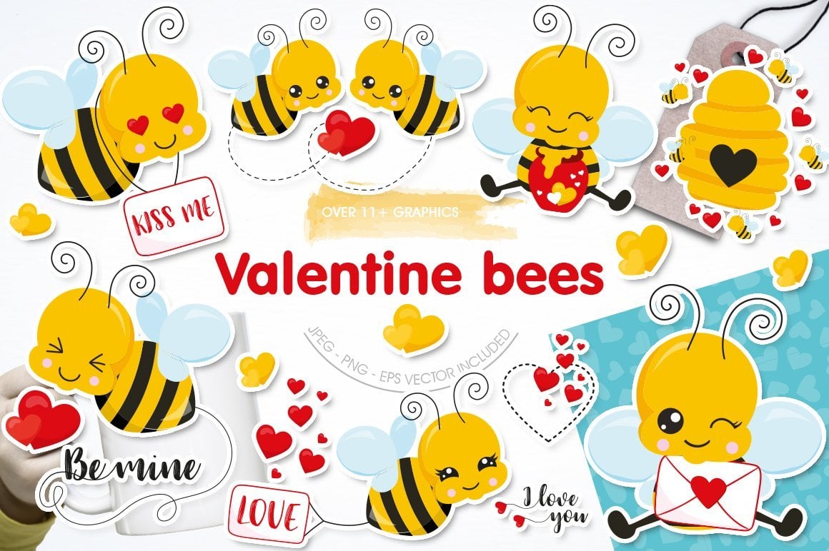 Kit Graphique #120478 Valentines Bees Divers Modles Web - Logo template Preview