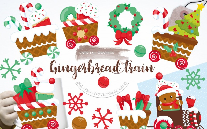 Gingerbread Train - Vector Image Vector Graphic
