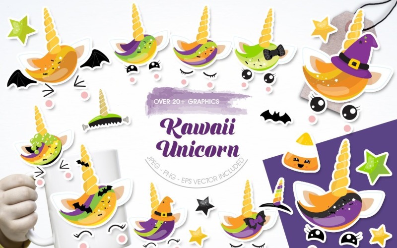 Kawaii Unicorn - Vector Image Vector Graphic