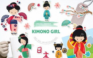 Kimono Girl - Vector Image