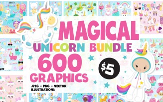 Mega unicorn graphics bundle - Vector Image