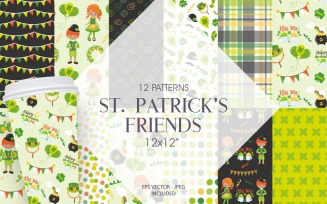 St Patrick's Friends Digital Paper - Vector Image