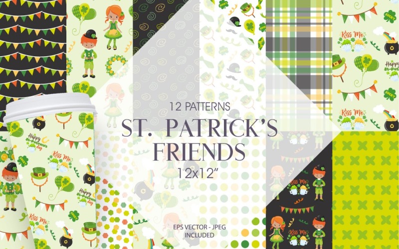 St Patrick's Friends Digital Paper - Vector Image Vector Graphic