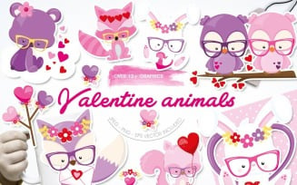 Valentine Animals - Vector Image