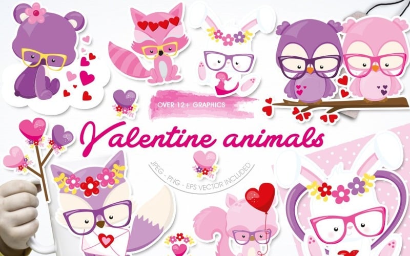 Valentine Animals - Vector Image Vector Graphic