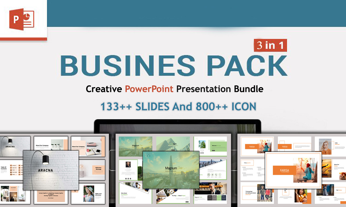 Presentation Bundle Pack 3 in 1 PowerPoint Template #101141