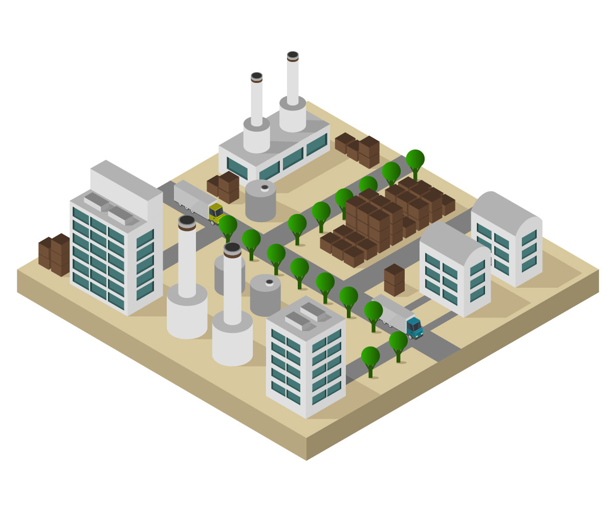 Isometric industry illustrated on white background Vector #101930