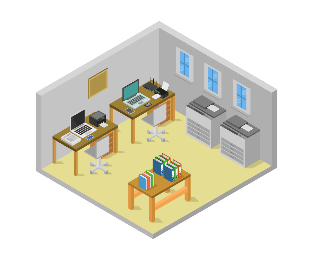 Isometric Office Room Template Vector 102469