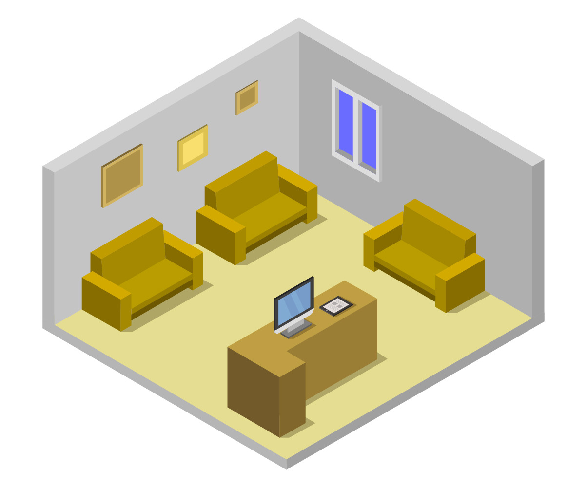 Isometric waiting room Template Vector №103223