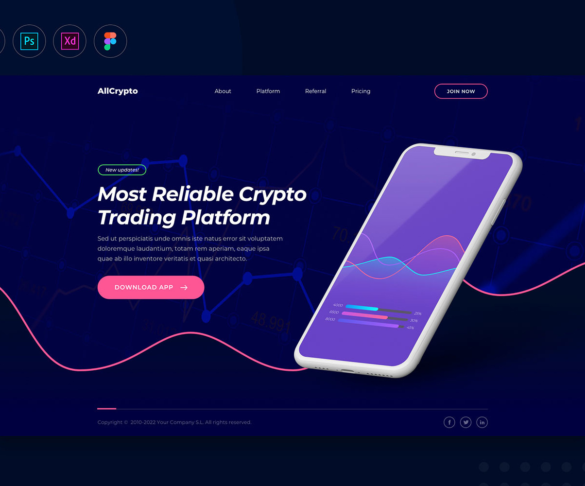 Daily UI Vol.25 AllCrypto is a Friendly, modern and clean user interface for crypto trading app