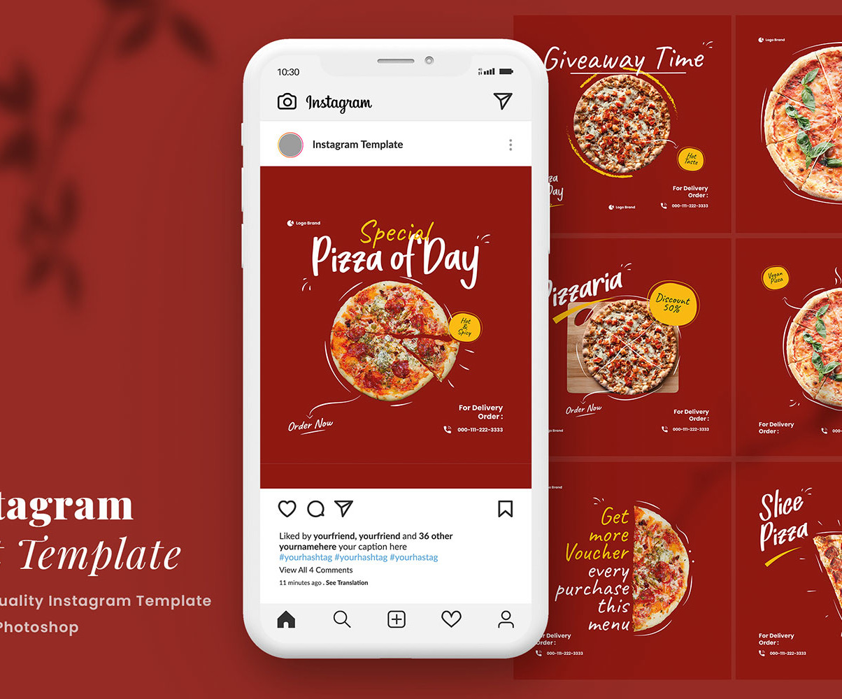 Pizza Instagram Post Template With A Modern Theme This Template Is Ideal For Pizza Fast Food Burger Shop And Any Food Theme Make Your Instagram Promotion Looks Stunning And Eye Catching Using This