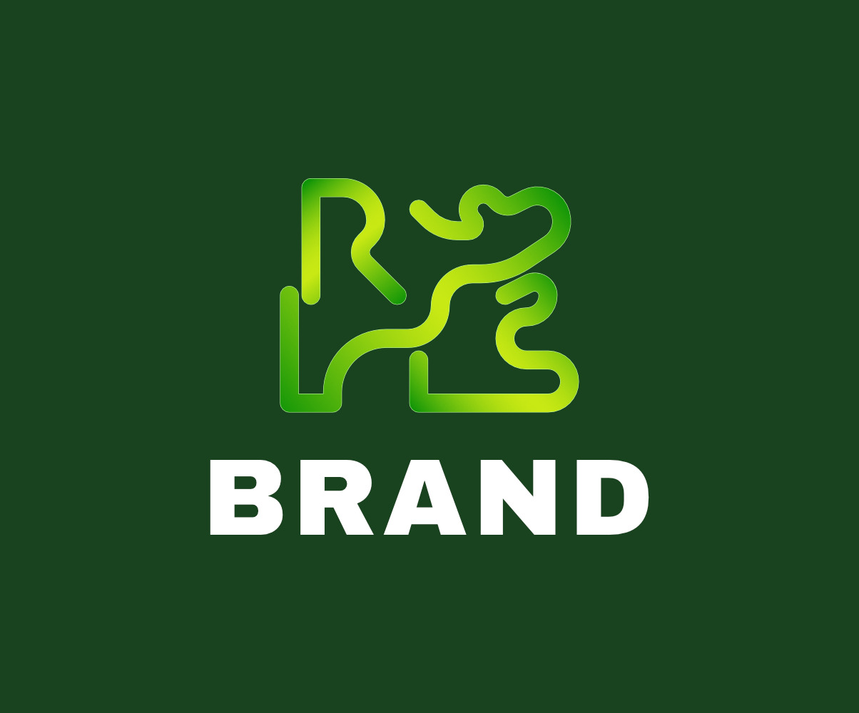 K Green Line Gradient Logo Template