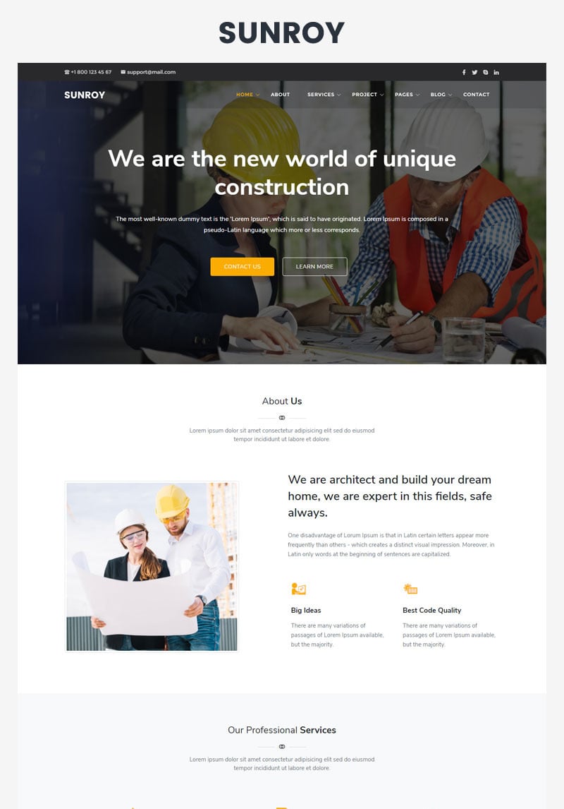 Sunroy - Architecture, Construction Website Template #114149