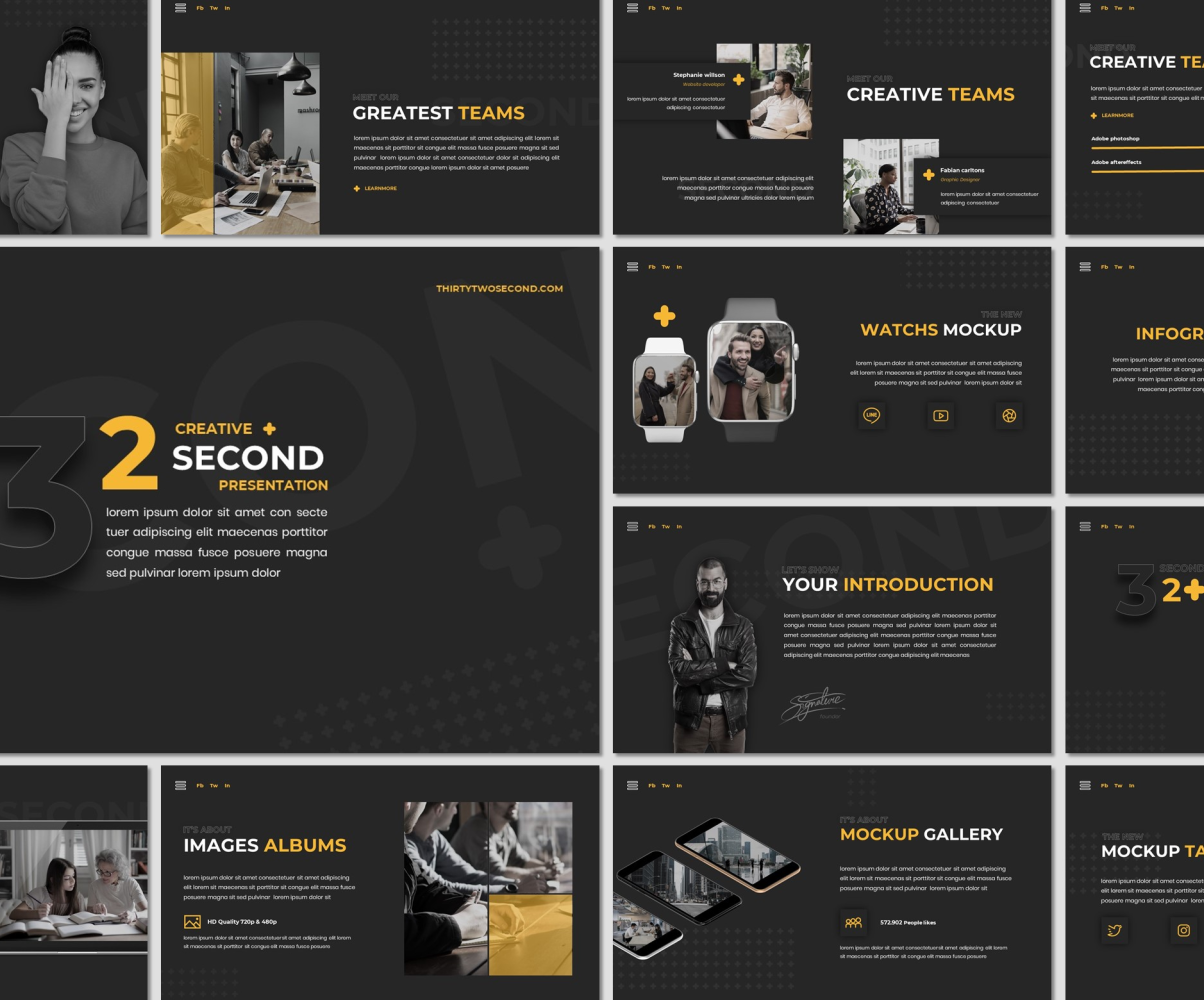 32 Second PowerPoint Template #115784 - TemplateMonster