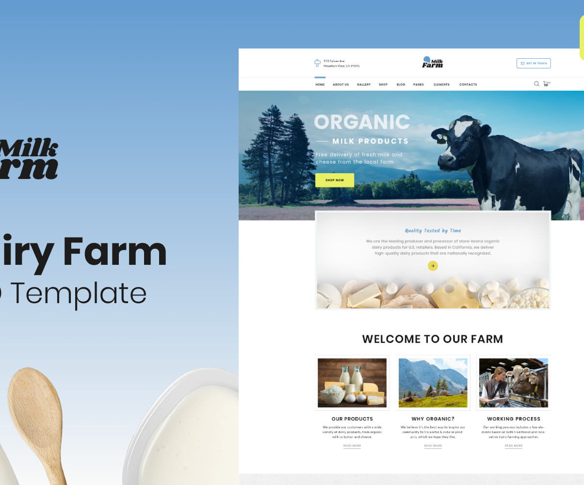 Milk Farm - Dairy Farm Free PSD Template - TemplateMonster