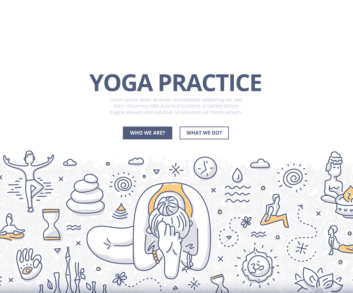 Yoga Doodle Concept Vector Image Template Vector №119733