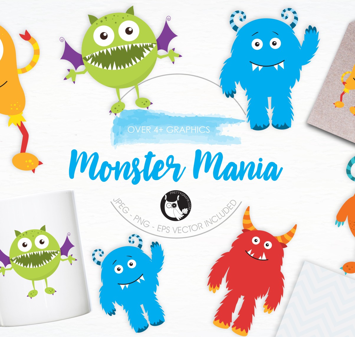 Monster Mania illustration pack Vector #120290