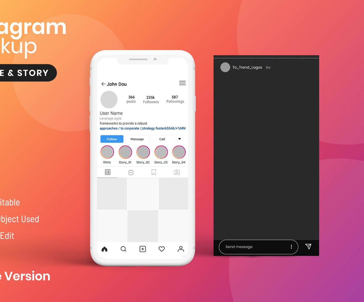 Instagram Profile &amp; Story Mockup