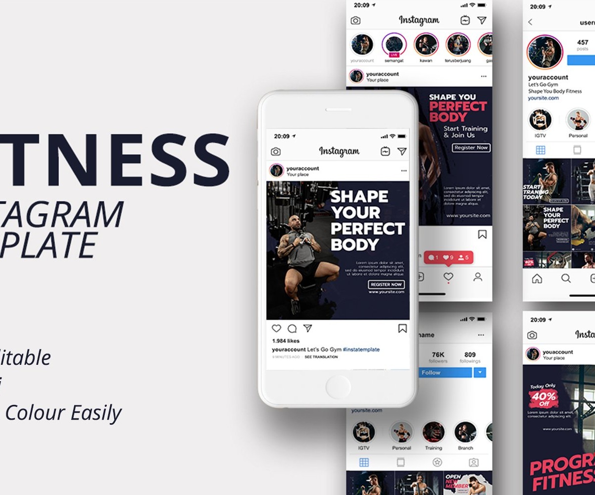 Fitness Intagram Template Social Media Template #123572