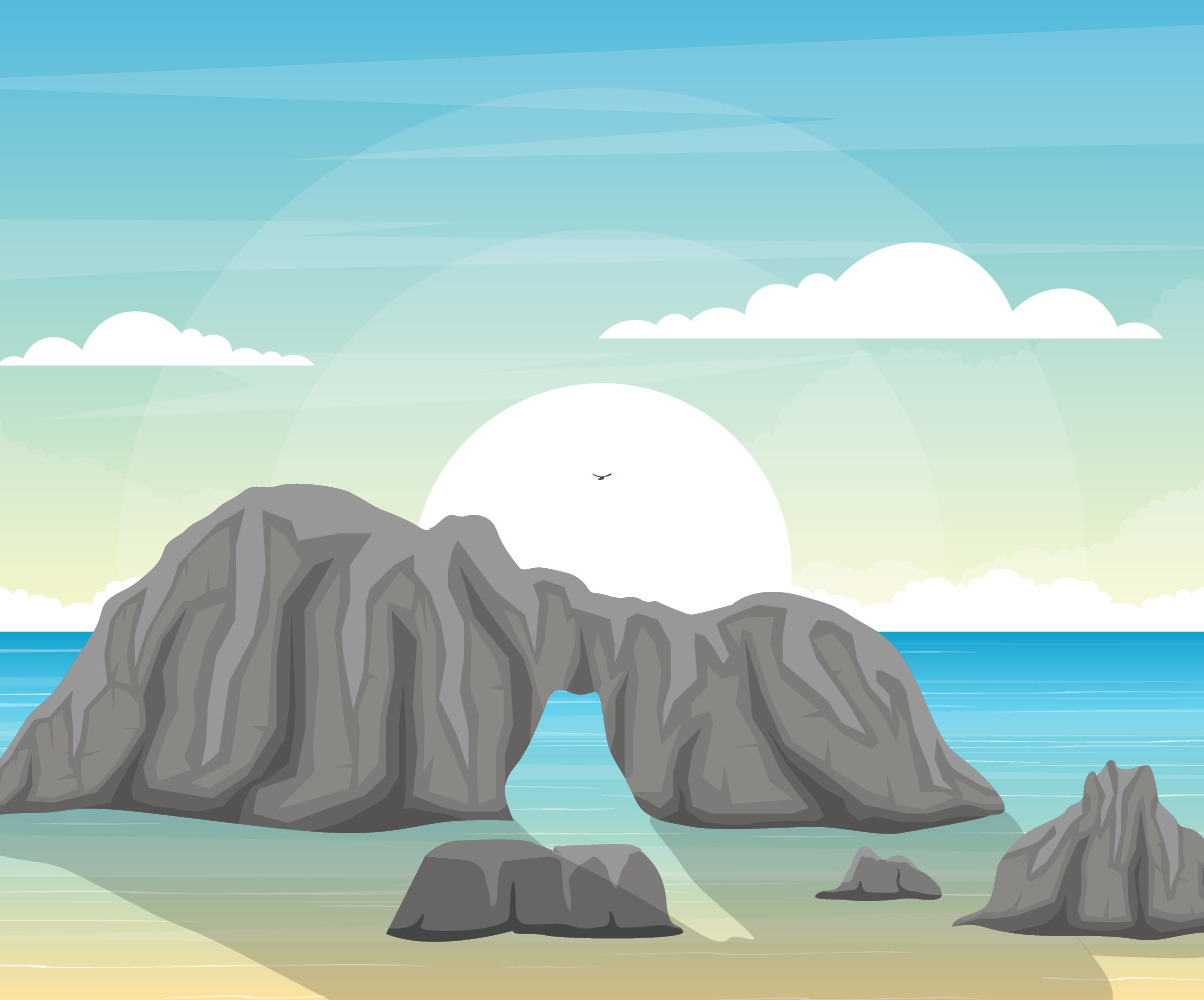 Beautiful, sea, panorama, beach, coast, bay, ocean, landscape