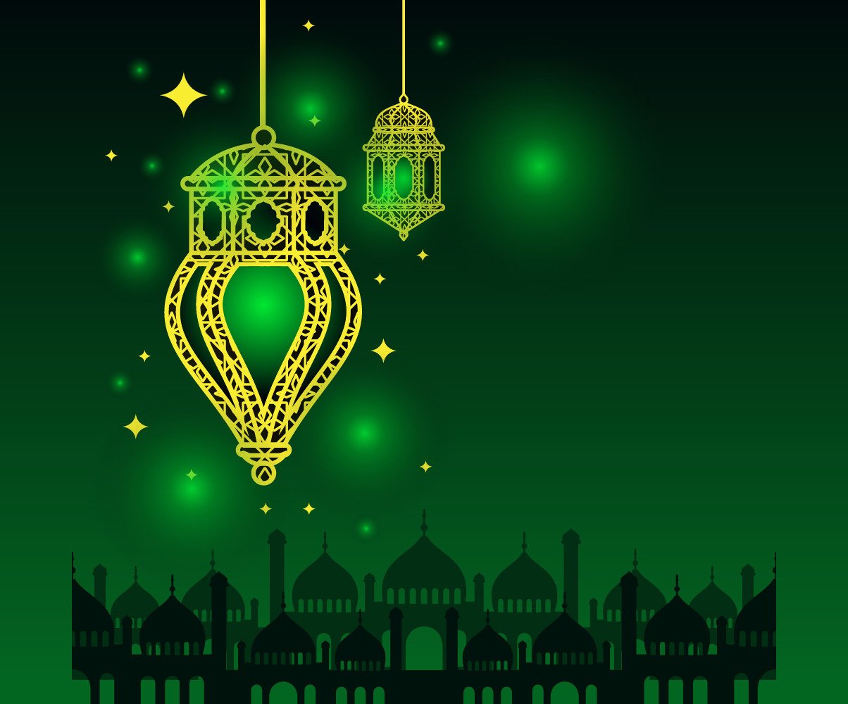 Arabic Islamic Lantern Ramadan Kareem Eid Mubarak Background