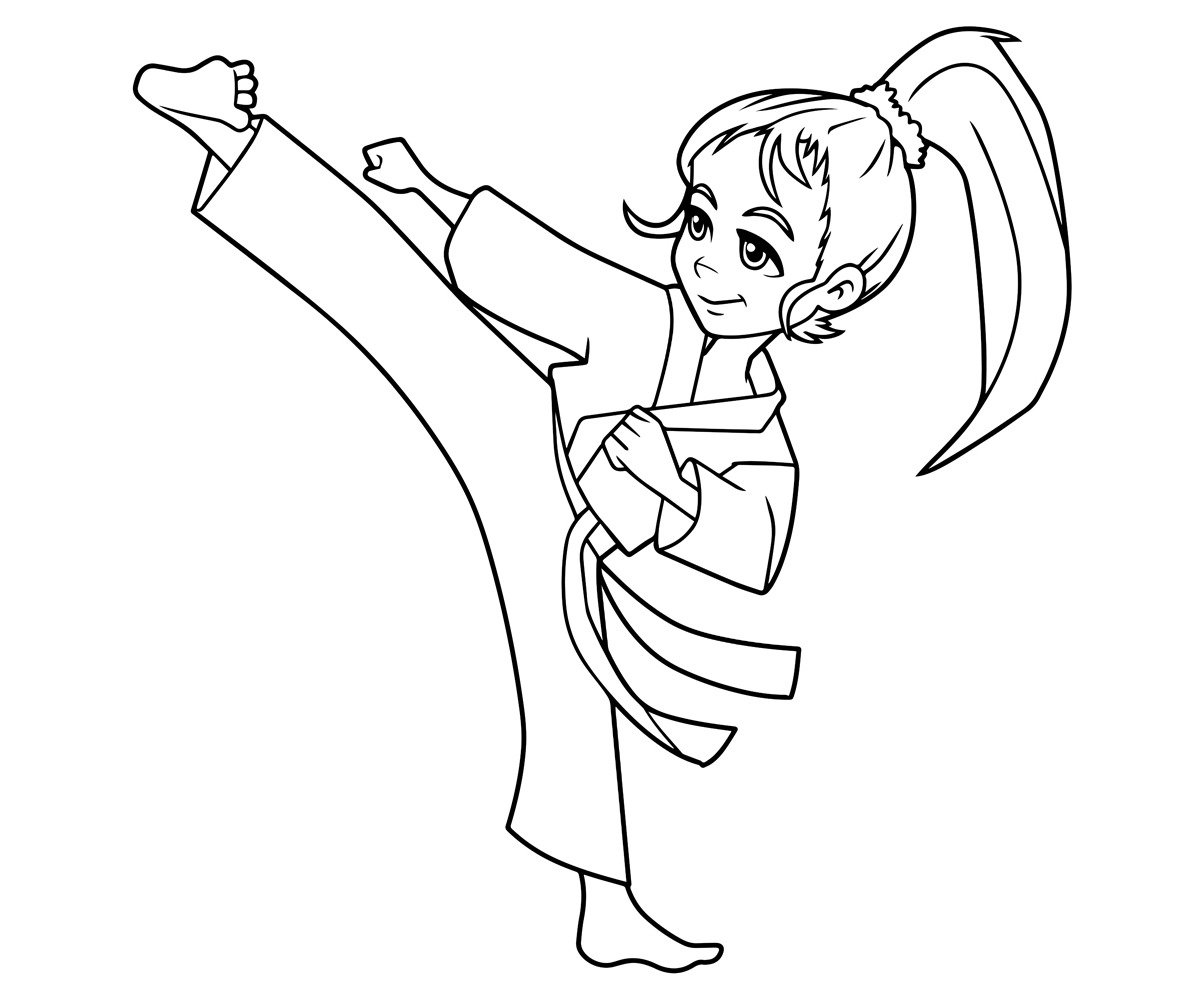 Girl karate martial arts sport exercising child self-defense suit ...