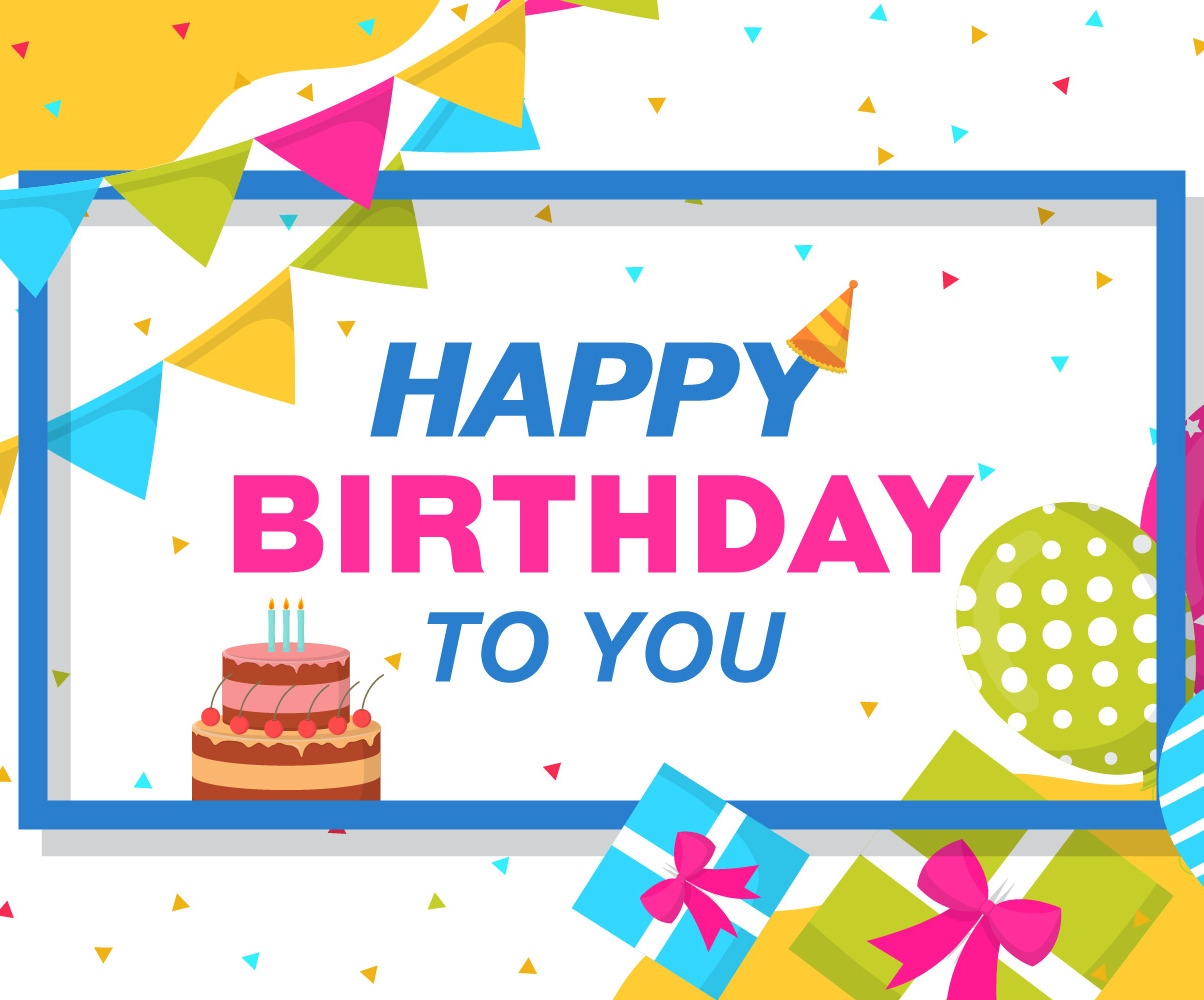 Happy, birthday, celebration, party, balloon, cake, banner, greeting ...