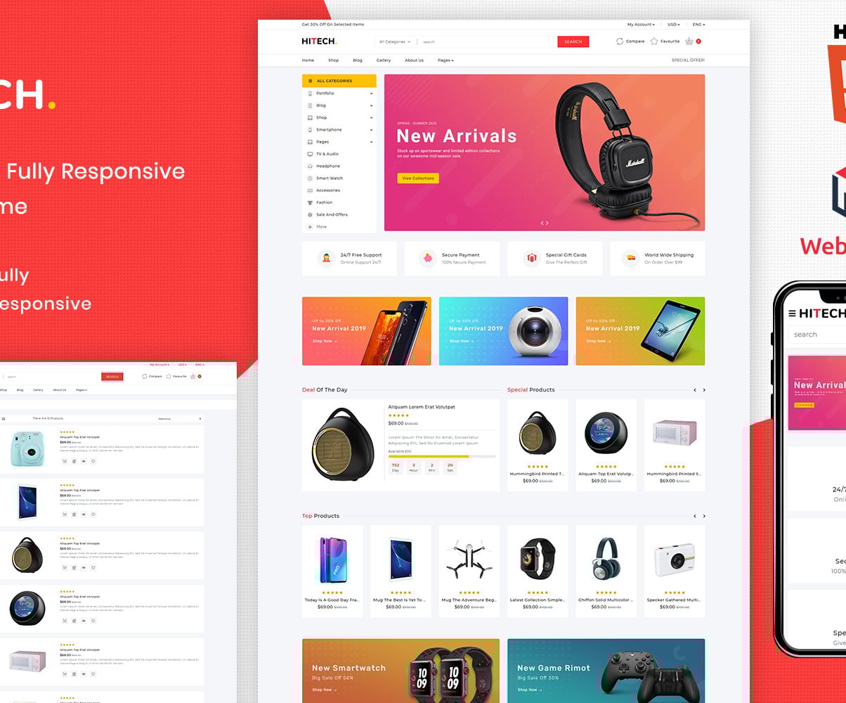 Hitech - HTML5 eCommerce Website Template #146030