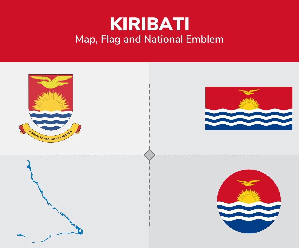 Kiribati Map, Flag and National Emblem - Illustration #146115