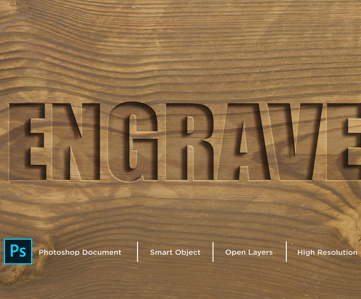 Engrave Text Effect Design Photoshop Layer Style Effect Illustration ...