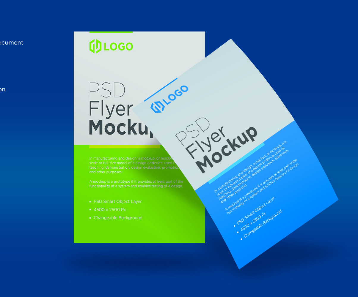 Download Two flying flyer and poster mockup design Template Product ...