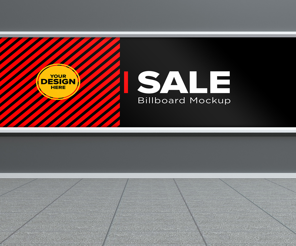 Blank horizontal Billboard mockup in subway or metro