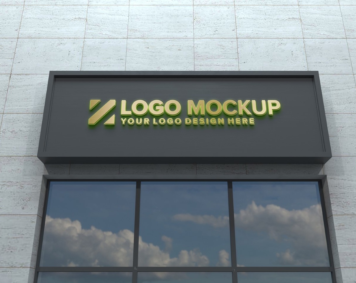 Logo Mockup 3D Sign façade Building Product Mockup
