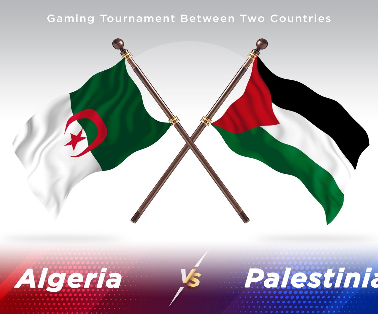 Algeria versus Palestinian Two Countries Flags Illustration 159307