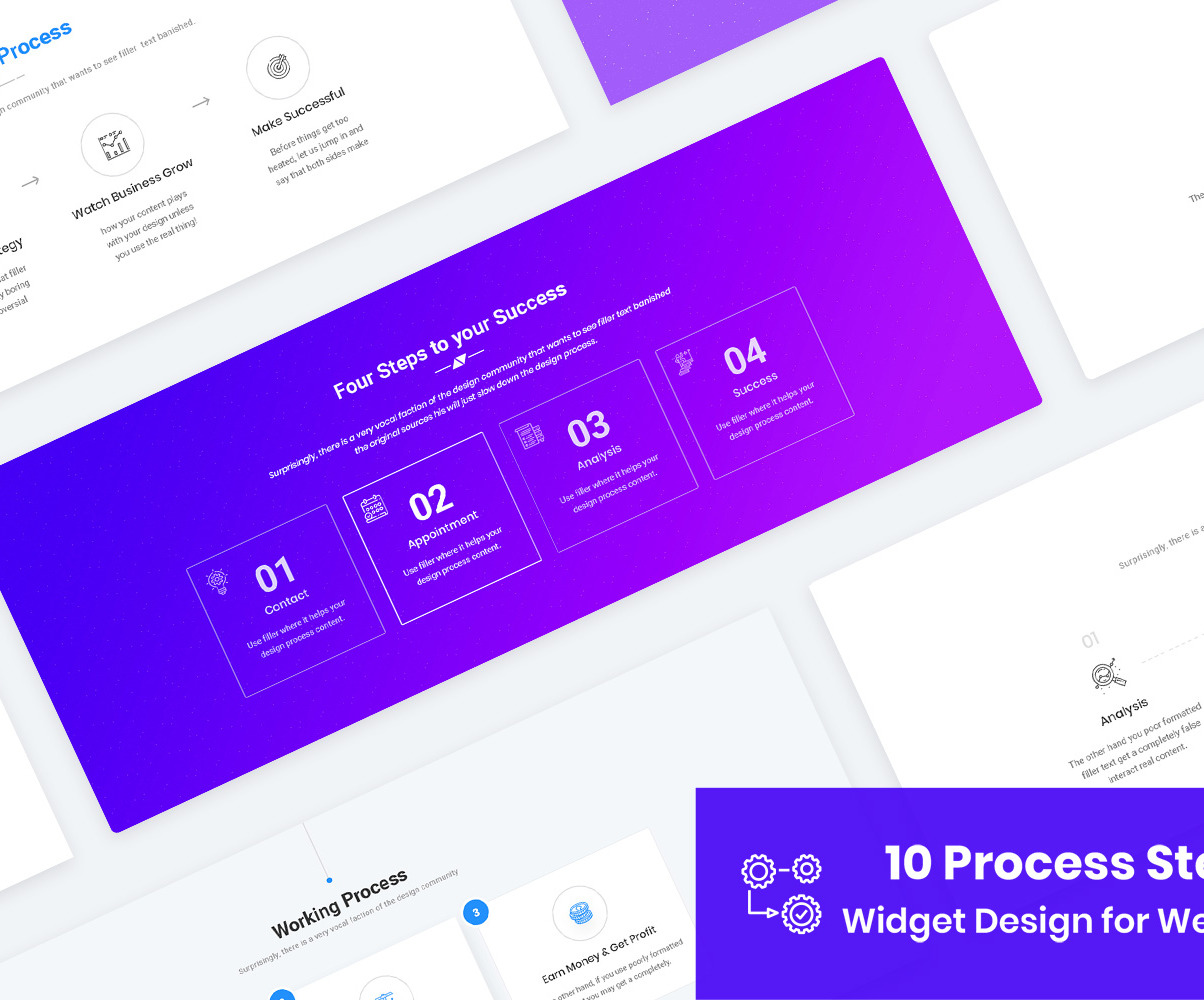 10 Process Steps Widget Design for Web-UI Kit UI Elements Ui̇ Öğeleri ...